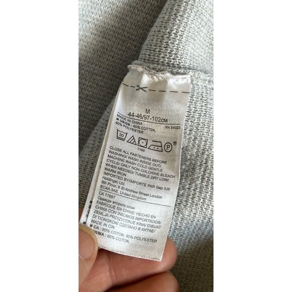 Banana Republic Med 1/4 Zip Knitted Cotton Pullover Light Gray - Picture 9 of 10